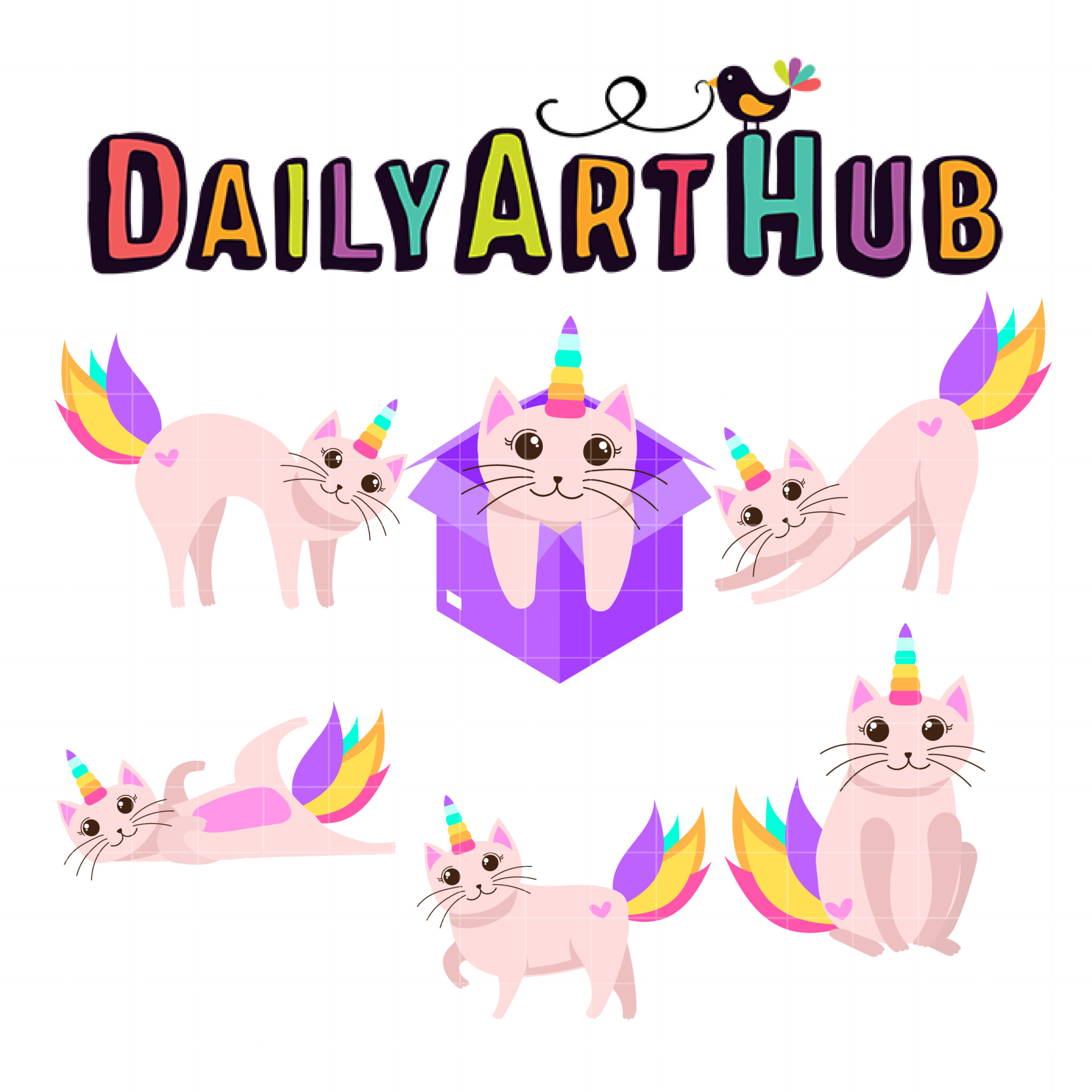 Cute Cat Unicorn Clip Art Set – Daily Art Hub // Graphics, Alphabets & SVG